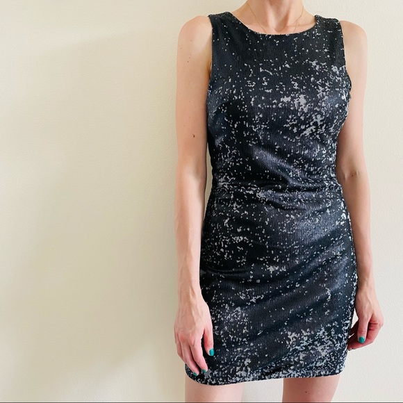 GB Black Sequins Mesh Mini Party Bodycon Dress - Picture 5 of 11